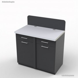 Meuble café corps de meuble graphite avec plan de travail est en bois de chêne avec poubelle basculante 