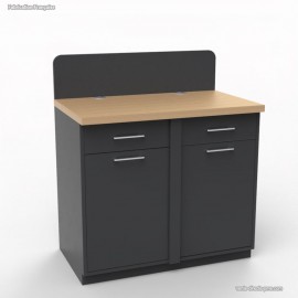 Meuble café graphite pour le corps de meuble et dont le plan de travail est en chêne 