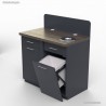  	Meuble pour machine à café de couleur graphite et wengé doté deux poubelles idéales pour traiter les déchets en entreprise