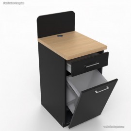 Petit meuble graphite avec poubelle basculante pour garantir une salle de pause propre et fonctionnelle