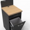 Petit meuble graphite avec poubelle basculante permettant de gérer le tri des déchets en entreprise