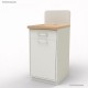 Meuble buffet compact avec poubelle basculante blanc et chêne convenant pour ajouter des rangements fonctionnels