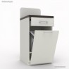 Petit meuble pour machine à café avec poubelle basculante blanc et wengé idéal pour une salle de pause en entreprise