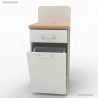 Petit meuble machine à café avec poubelle basculante blanc et wengé idéal pour la gestion des déchets dans un réfectoire 
