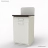 Meuble avec poubelle basculante blanc et wengé pour salle de pause café entreprise