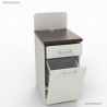 Meuble avec poubelle basculante blanc et wengé pour salle de pause café entreprise