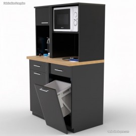 Surmeuble professionnel coloris graphite en bois avec rangements pouvant accueillir bouilloire et nécessaire café