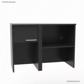 Surmeuble pour espace café professionnel coloris graphite en bois avec rangements pouvant accueillir plusieurs micro-ondes