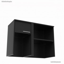 Surmeuble pour espace café professionnel coloris graphite en bois avec rangements pouvant accueillir une cafetière professionnel