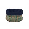 Corbeille toile de jute tissu bleu pour espace café fabrication ecoresponsable