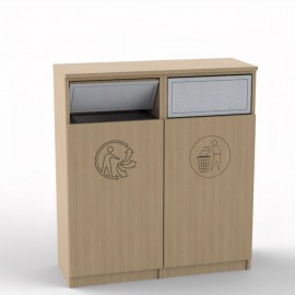 Meuble poubelle professionnel tri - TRAPNET - chêne