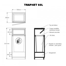 Meuble poubelle de tri - TRAPNET - fiche-technique