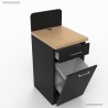 Petit meuble graphite avec poubelle basculante pour garantir une salle de pause propre et fonctionnelle
