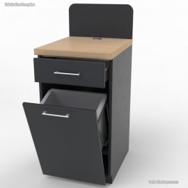 Petit meuble graphite avec poubelle basculante coloris graphite et chêne pour le plan de travail résistant au quotidien