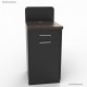Petit meuble graphite pour machine à café avec poubelle basculante dont le corps de meuble est graphite et plan de travail en bo