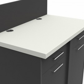 Meuble pour machine à café professionnelle bois en corps de meuble graphite et coloris blanc livré monté sans crédence