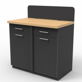 Meuble pour machine à café professionnelle bois coloris chêne et corps graphite essentiel dans un bar ou cafétéria de resto