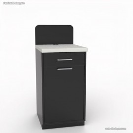 Meuble pour machine à café pour professionnels graphite-blanc avec rangements fermés pour machine à café professionnelle