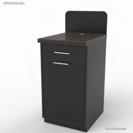 Meuble pour machine à café pour professionnels graphite dimensions qui comporte des rangements fermés par une porte