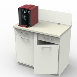  	Meuble pour machine à café professionnelle bois entièrement blanc pour poser votre machine à café professionnelle de CHR