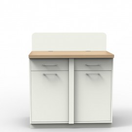  	Meuble pour machine à café professionnelle blanc et chene pour CHR / entreprises