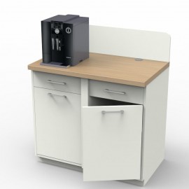  	Meuble pour machine à café professionnelle blanc et chene pour CHR / entreprises