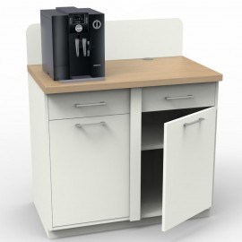  	Meuble pour machine à café professionnelle bois blanc-chêne convenant parfaitement pour CHR : collectivité / hôtel / resto