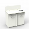  	Meuble pause café blanc avec deux poubelles permettant une gestion des déchets optimale dans salle de pause 