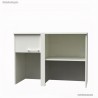  	Surmeuble pour espace café professionnel coloris blanc en bois avec rangements pouvant accueillir plusieurs micro-ondes
