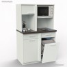 Surmeuble pour espace café professionnel coloris blanc en bois avec rangements pouvant accueillir plusieurs micro-ondes