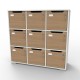 Meuble casier en bois CASEO à 9 cases blanc et chêne en bois qui est de fabrication française et de qualité professionnelle