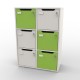 Meuble casier CASEO avec 6 cases en vert, meuble à casiers convient pour de nombreuses structures recevant du public / erp