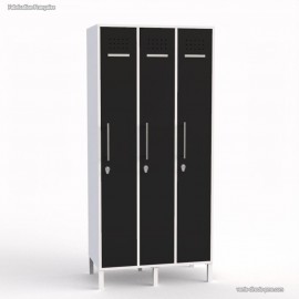 Casier vestiaire pour professionnels en coloris blanc pour le corps de meuble et 3 portes coloris noir