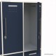 Vestiaire industrie avec casiers avec un corps de meuble blanc et 6 portes casier coloris bleu cosmique
