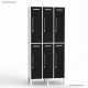 Vestiaire industrie avec casiers en couleur blanc avec 6 portes coloris noir en largeur 30 cm et hauteur 90 cm