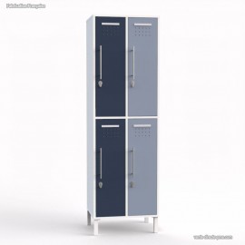 Vestiaire industriel en blanc largeur 30 cm pour les 4 portes multi-couleur bleu cosmique et dove blue