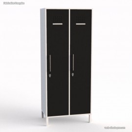  	Vestiaire industriel coloris blanc hauteur 180 cm et largeur 40 cm pour les 2 portes coloris noir