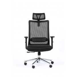 Fauteuil bureau noir qui est ergonomique et doté d'un appui-tête amovible pour votre confort en entreprise et association