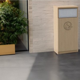 Meuble poubelle de tri sélectif fabriqué en France - chêne