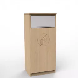 Meuble poubelle 60L de tri en bois pour bureaux professionnels, coin café