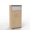 Meuble poubelle 60L de tri en bois pour bureaux professionnels, coin café
