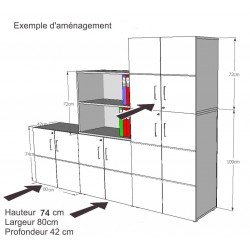 Dimensions extérieures du meuble de rangement avec serrure en bois qui est destiné aux entreprises / mairies / chr