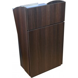 Pupitre bureau wengé possédant des rangements idéals pour ranger tous vos documents / des micros et bouteilles d'eau
