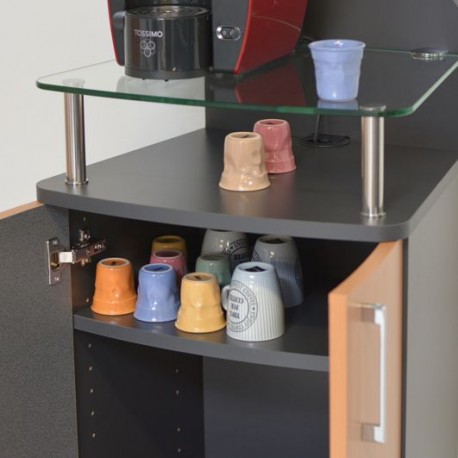 Meuble pour machine à café professionnel en bois avec un plateau en verre destiné à poser votre cafetière ou votre machine à caf Meuble pour machine à café professionnel en bois avec un plateau en verre destiné à poser votre cafetière ou votre machine à caf