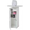 Meuble pour machines à café en blanc avec l'angle avant ouvert laissant apparaître des rangements pour vos tasses et thé