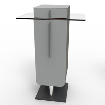 Meuble pour machine à café design gris convenant pour tout type de machine à café et s'intègre dans une salle de pause ou dans un espace café d'entreprise et collectivité