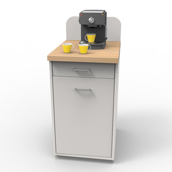 Meuble pour machine à café pour professionnels blanc-hêtre convenant pour des collectivités / CHR / restos