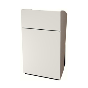 Pupitre de conférence blanc en bois avec rangements pour collectivités, séminaires