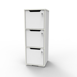 Casier vestiaire bois blanc CASEO à 3 cases convenant pour des salles de conférence et vestiaires collectif en entreprise et association