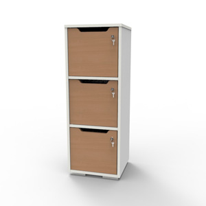 Casier vestiaire bois blanc-hêtre CASEO à 3 cases convenant pour des salles de conférence et vestiaires collectif en entreprise et association
